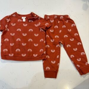 Cat & Jack Baby Boho Rainbow Short Sleeve Top & Jogger Set - 18M